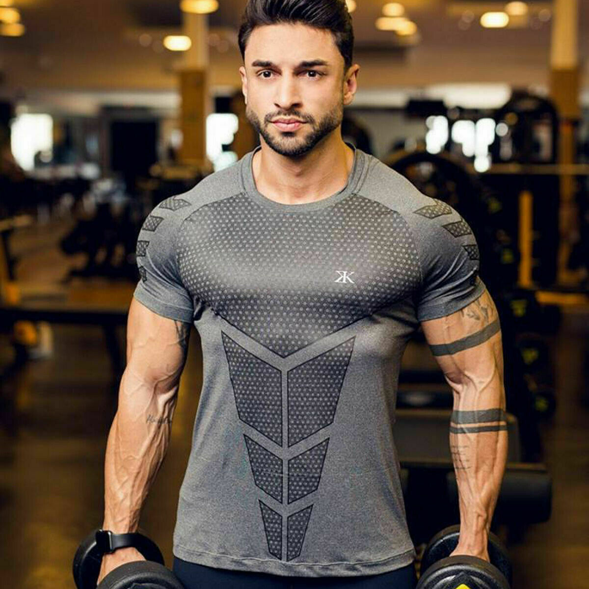 Herr t-shirt gym toppar sport t-shirt herr t-shirts träning träning kortärmad gym fitness muskel tight t-shirt plus size casual: Xxxl / 01