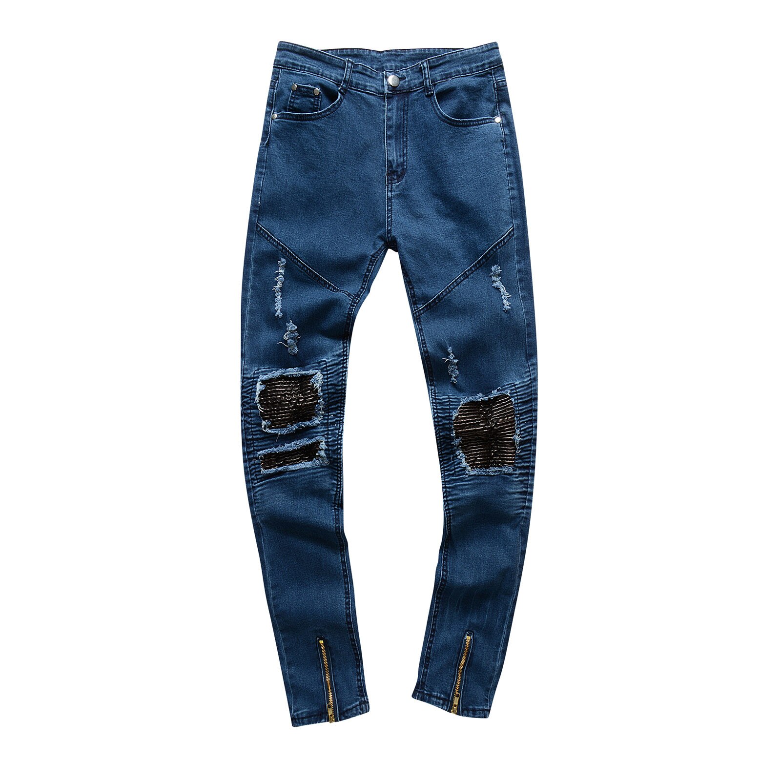 3 stili uomo Jeans elasticizzati strappati strappati Skinny con stampa ricamata Jeans strappati strappati Slim Fit Denim graffiato Jean di alta qualità