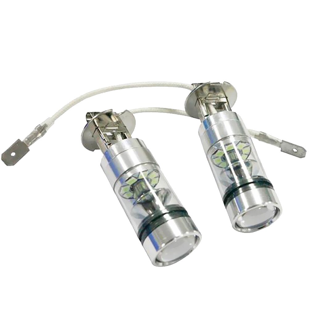 2x Ice Blue 100W H3 LED Projector Car Refit Fog/ Driving Lights Easy To Use