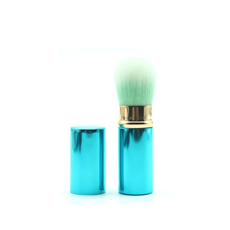 Cepillos de base de polvo retráctiles para maquillaje, pincel para maquillaje facial, herramientas cosméticas, brocha para colorete, para mujeres: Blue