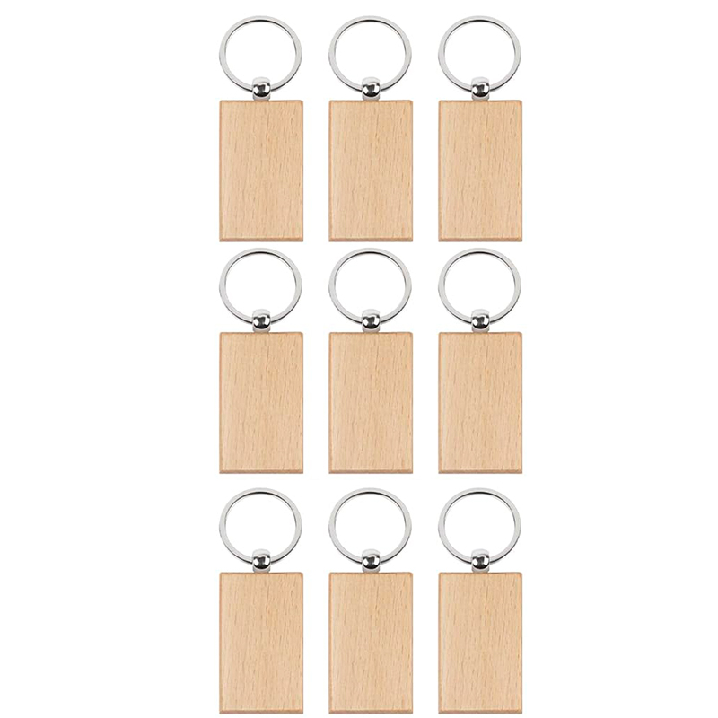 120 stuks blanco houten sleutelhanger DIY houten auto sleutelhanger bulk: WHITE