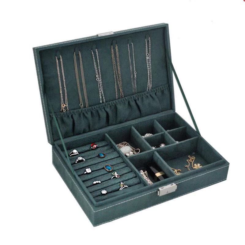 BY8969 Packaging Display Caso Di Immagazzinaggio Organizzatore Portatile Contenitore di Monili Organizzatore ganci Dei Monili Anello Orecchino Scatole di Casa: B  dark green