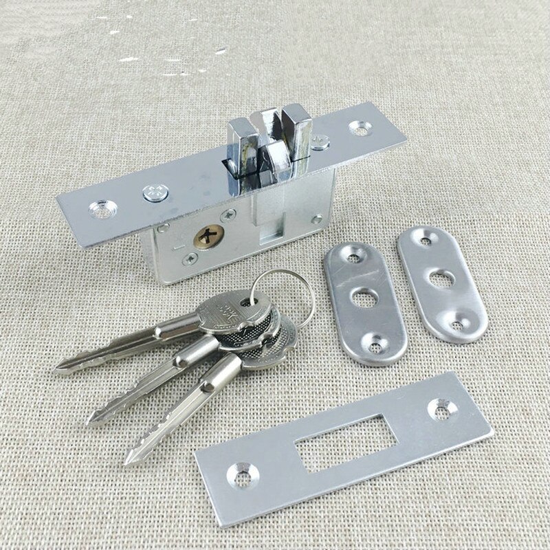 Mortise Invisible Lock Aluminum Alloy Sliding Door Double-Sided Hook Lock With Key Pull Gate Hook Lock For Glass Door