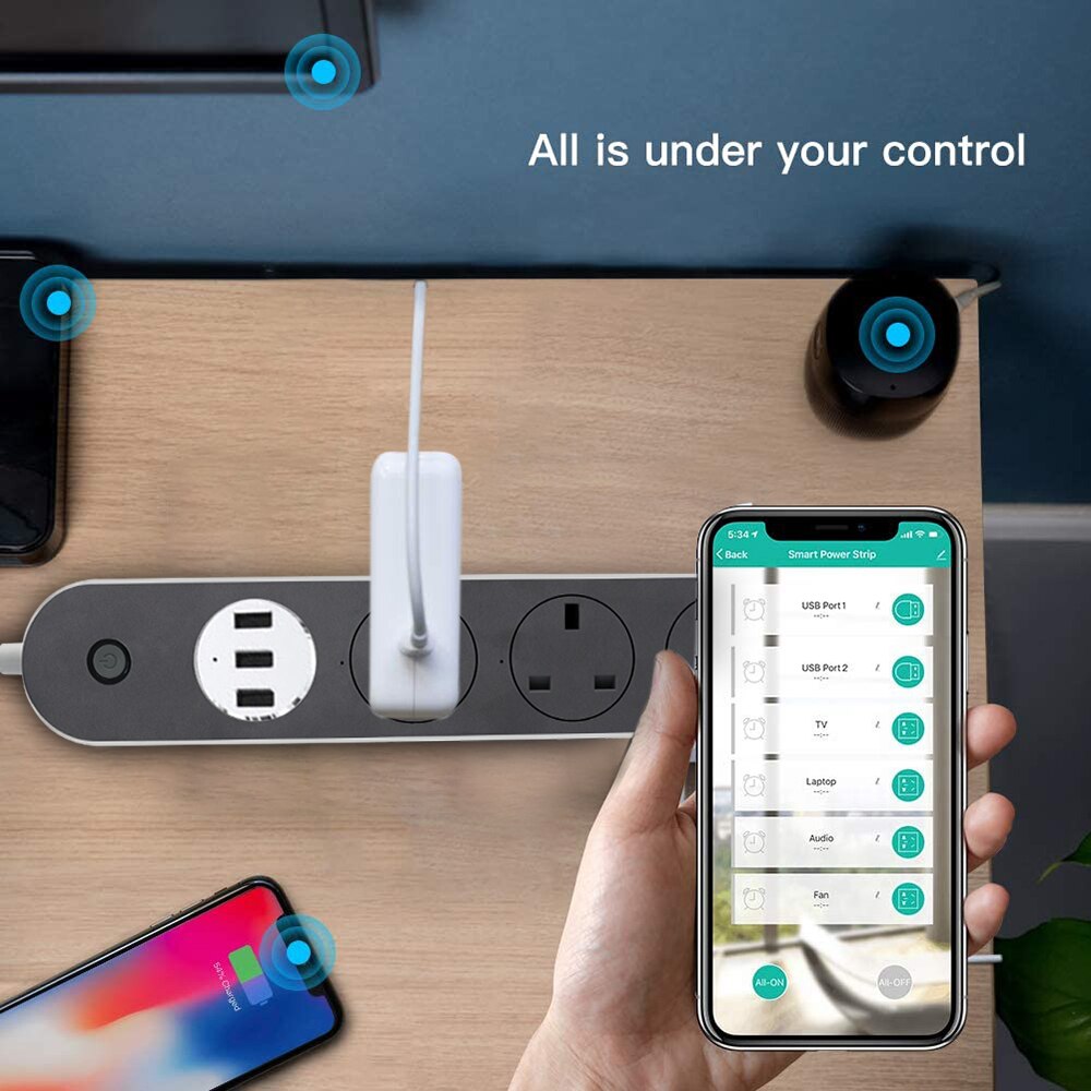 Wifi Smart Power Strip Intelligente Plug Socket Compatibel Met Alexa Google Ondersteuning Thuis Voice Control App Afstandsbediening Timer