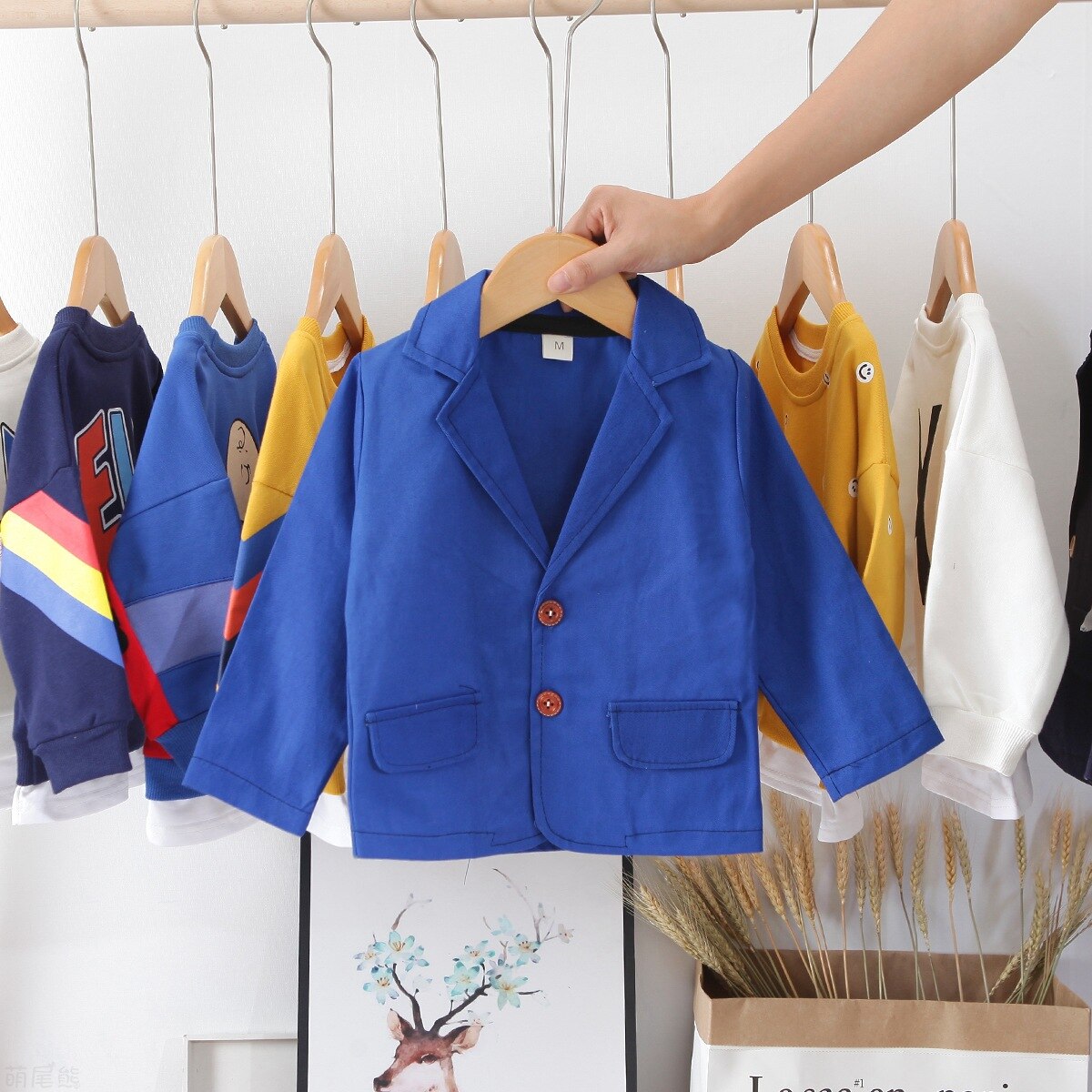 Ragazzi primavera autunno abiti moda bambini cappotto in cotone abiti per neonato bambino giacche da sposa abiti bambini top 1-4Y 2021: Royal Blue / 24M