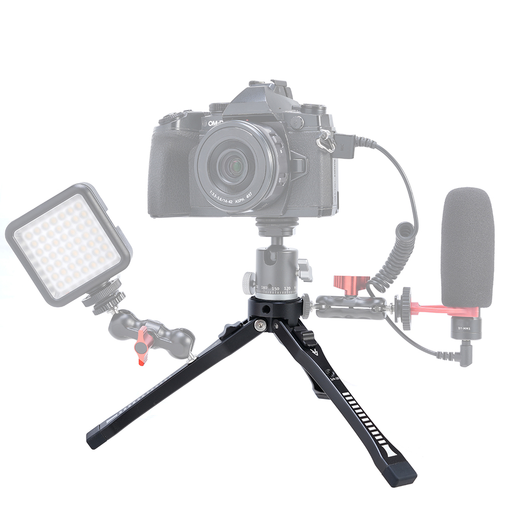 Mini treppiede treppiede da tavolo in lega di alluminio con vite da 1/4 per proiettore DSLR fotocamera reflex videocamera monopiede portatile carico 3 kg