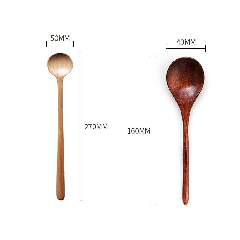 1pc Long Spoons Wooden Japanese/Korean Style 27x5cm Natural Wood Long Handle Round Spoons for Soup Cooking Mixing Stirr