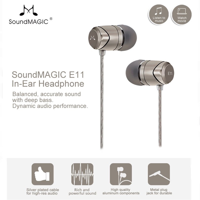 SoundMAGIC E11 in-ear oortelefoon zonder microfoon zware bas HIFI muziek oortelefoon voor ipod mp3 speler