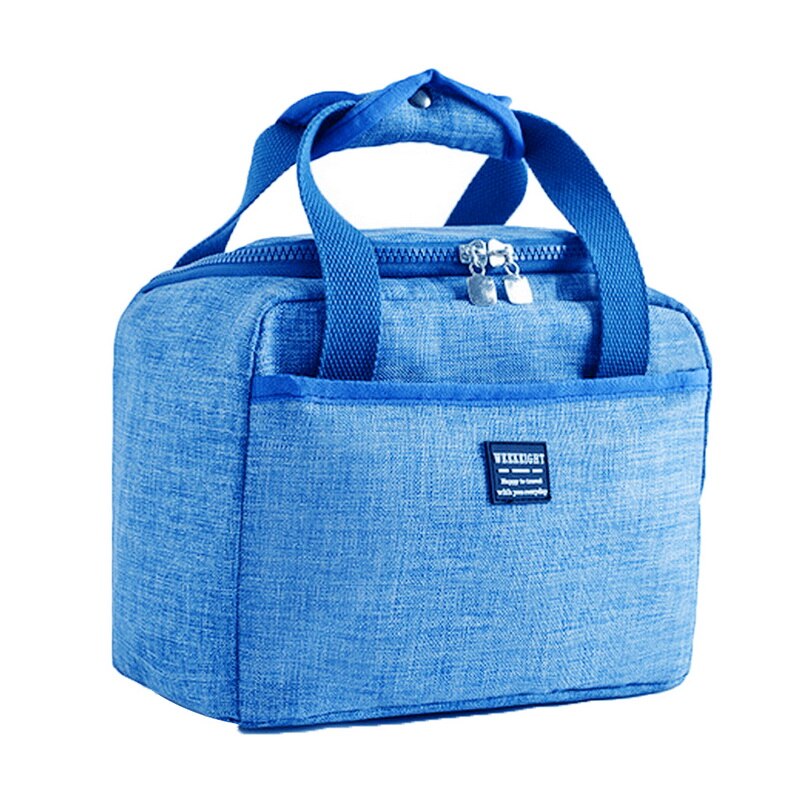 Bolsa de almuerzo portátil, nueva bolsa de caja de almuerzo con aislamiento térmico, bolso enfriador, bolsa Bento, contenedor de cena, bolsas de almacenamiento de comida escolar: blue