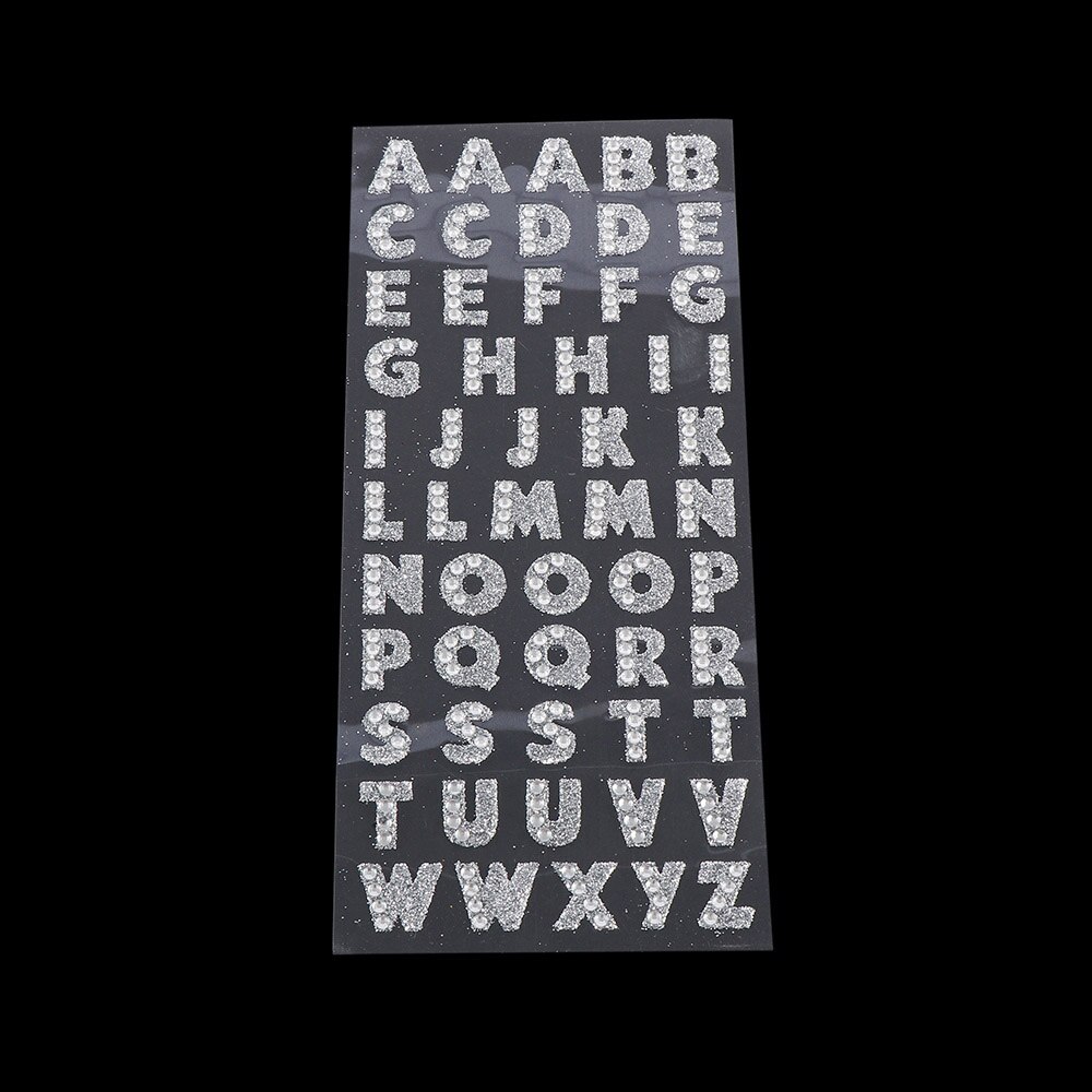 Pegatinas de letras del alfabeto para el hogar, láminas autoadhesivas de diamantes de imitación de cristal con purpurina, para álbum de recortes, 55 Uds.