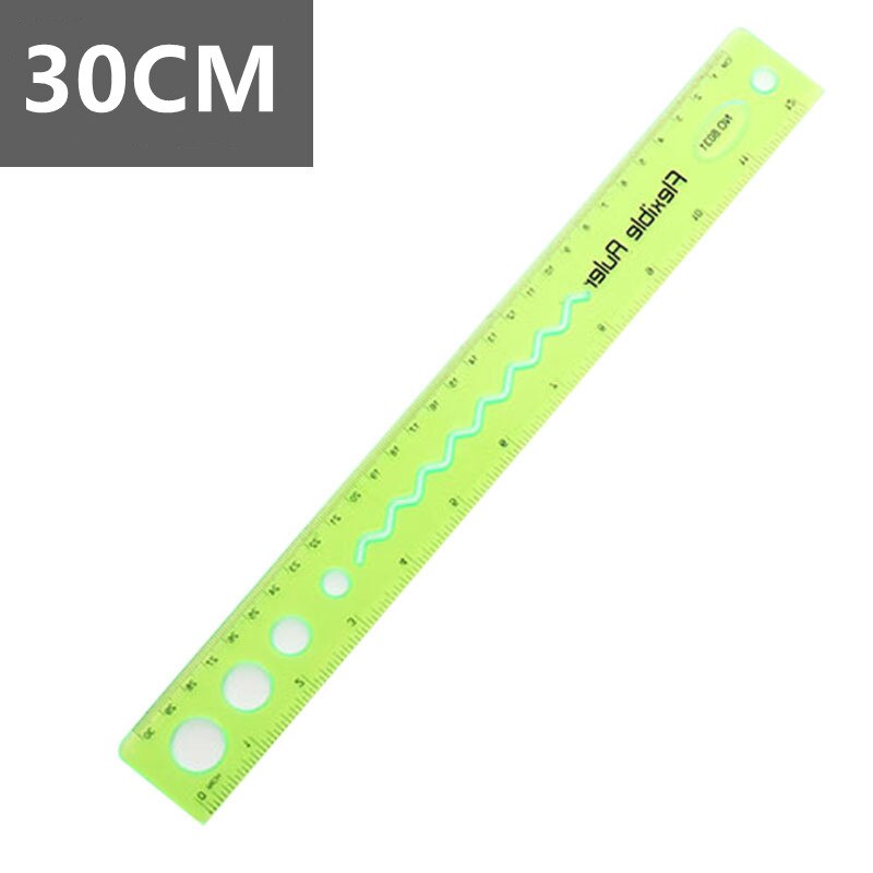 4pcs Combination Ruler Set Multifunctional Soft rubber Ruler student stationery set Children plastic ruler drawing tool: 30cm single ruler A1