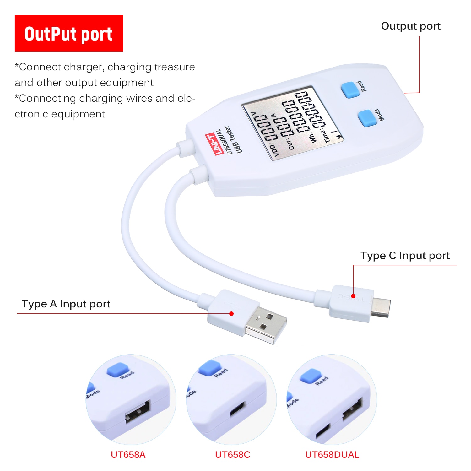 Usb strømmåler lcd usb tester detektor voltmeter amperemeter digital strømkapacitetstester