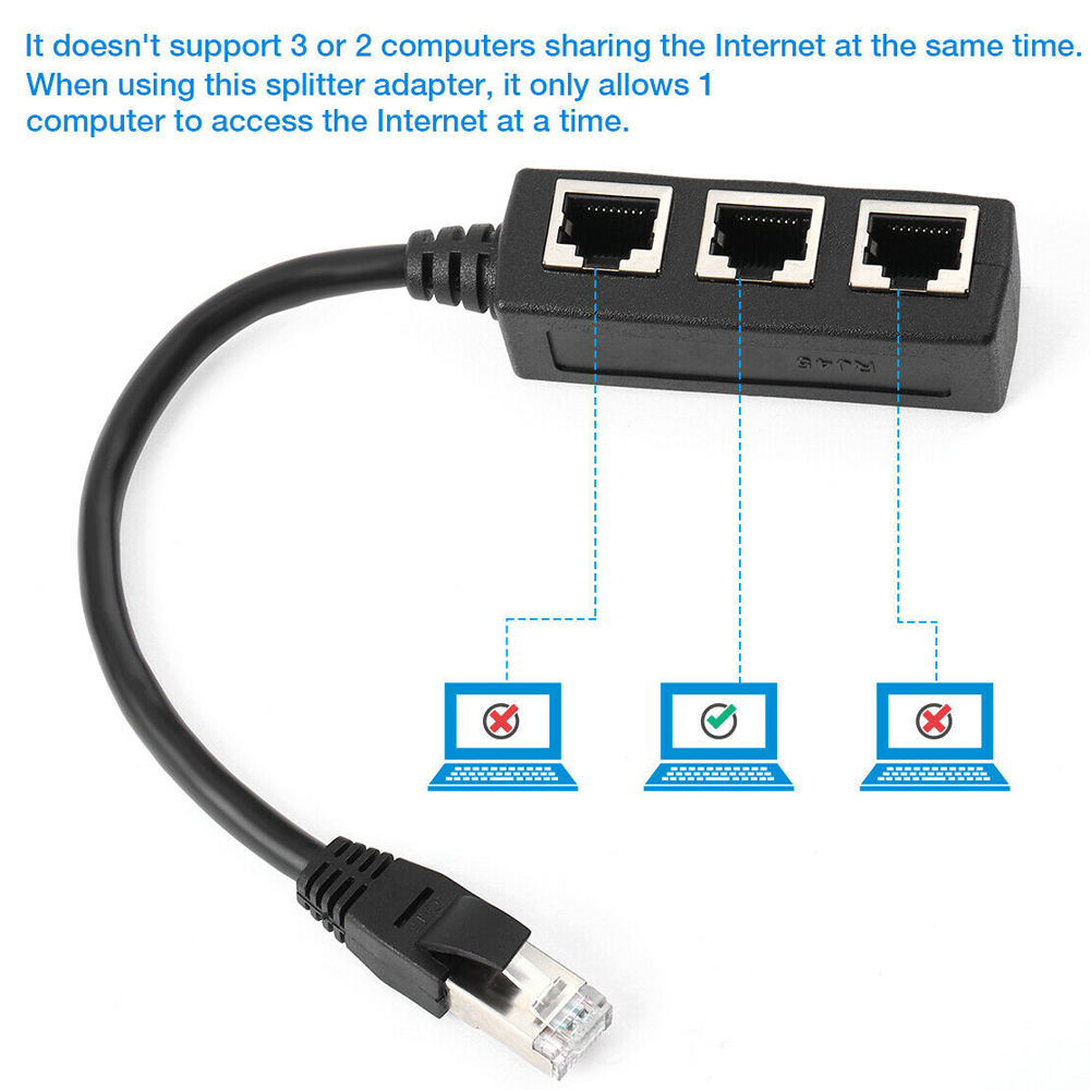 RJ45 1 bis 2/1 bis 3 Wege Splitter-Anschluss Netzwerkadapter Katze5 Katze6 Katze7 LAN Ethernet-Kabel für Netzwerkverlängerung