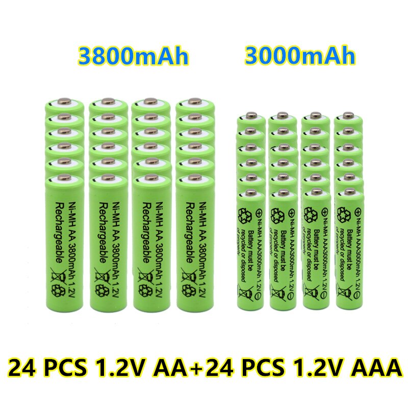 1.2 V AA 3800mAh Piles Rechargeables NI-MH + 1.2 V AAA 3000 mAh batterie Rechargeable NI-MH batterie