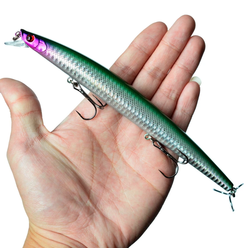1Pcs Bass Big Wobbler Fishing Lure Minnow Mixed Model Artificial Hard Bait 18cm 24g Floating Water Sea Trolling Wobbler: Blue