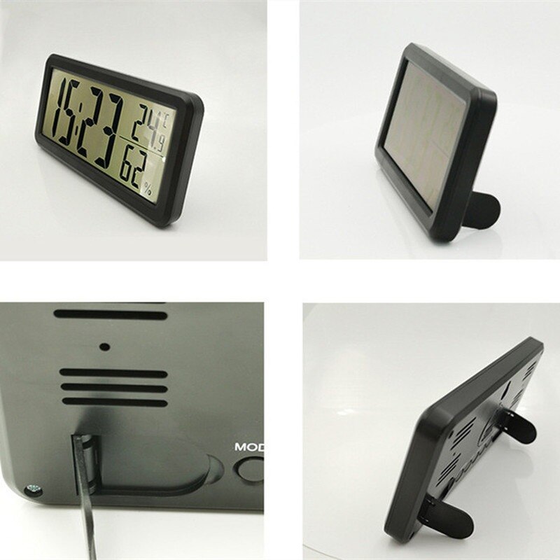 LED Digital Alarm Clock Temperature Date Display Desktop Clock Calendar Snooze Funtion Weather Station Wall Clock for Home