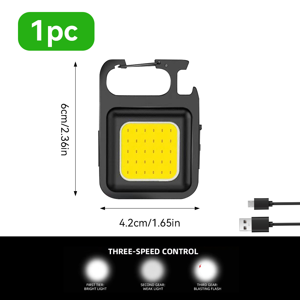 1pc/2pcs cob chaveiro luz de trabalho lanterna chaveiro luz de emergência, abridor de garrafa, mini lanterna com base magnética: Bege
