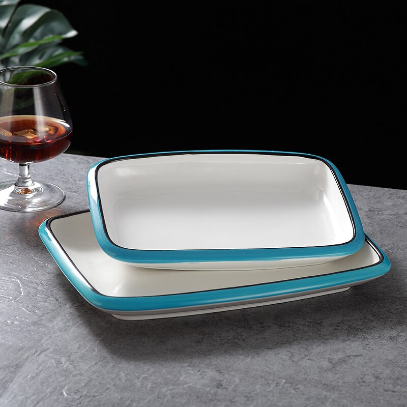 Twórczy ceramiczny nieregularny płytki talerz makaron talerz zupy ciemny suma talerzyk deserowy moda chińskie jedzenie restauracja zastawa stołowa