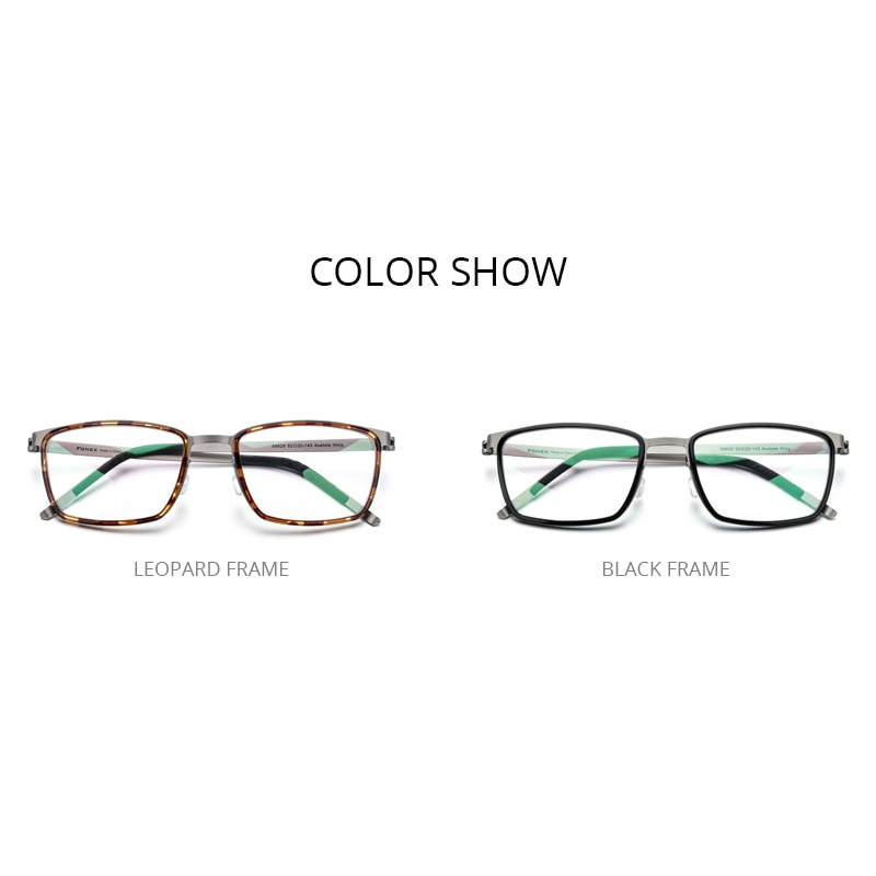 FONEX Acetate Lichtmetalen Bril Frames Voor Mannen Vierkante Bijziendheid Optische Brillenglazen Frames Schroefloos Eyewear 98629