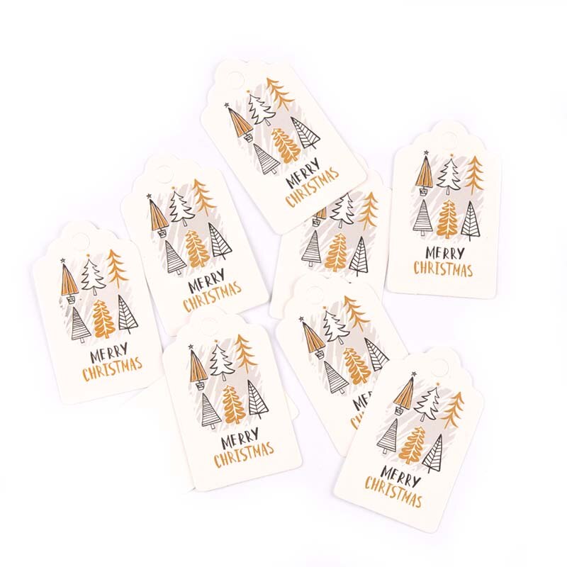 50 pièces papier Kraft mélangé carte père noël arbre papier étiquette HangTag bricolage fête boîte à bonbons étiquette de cuisson décor de noël C3010: 5