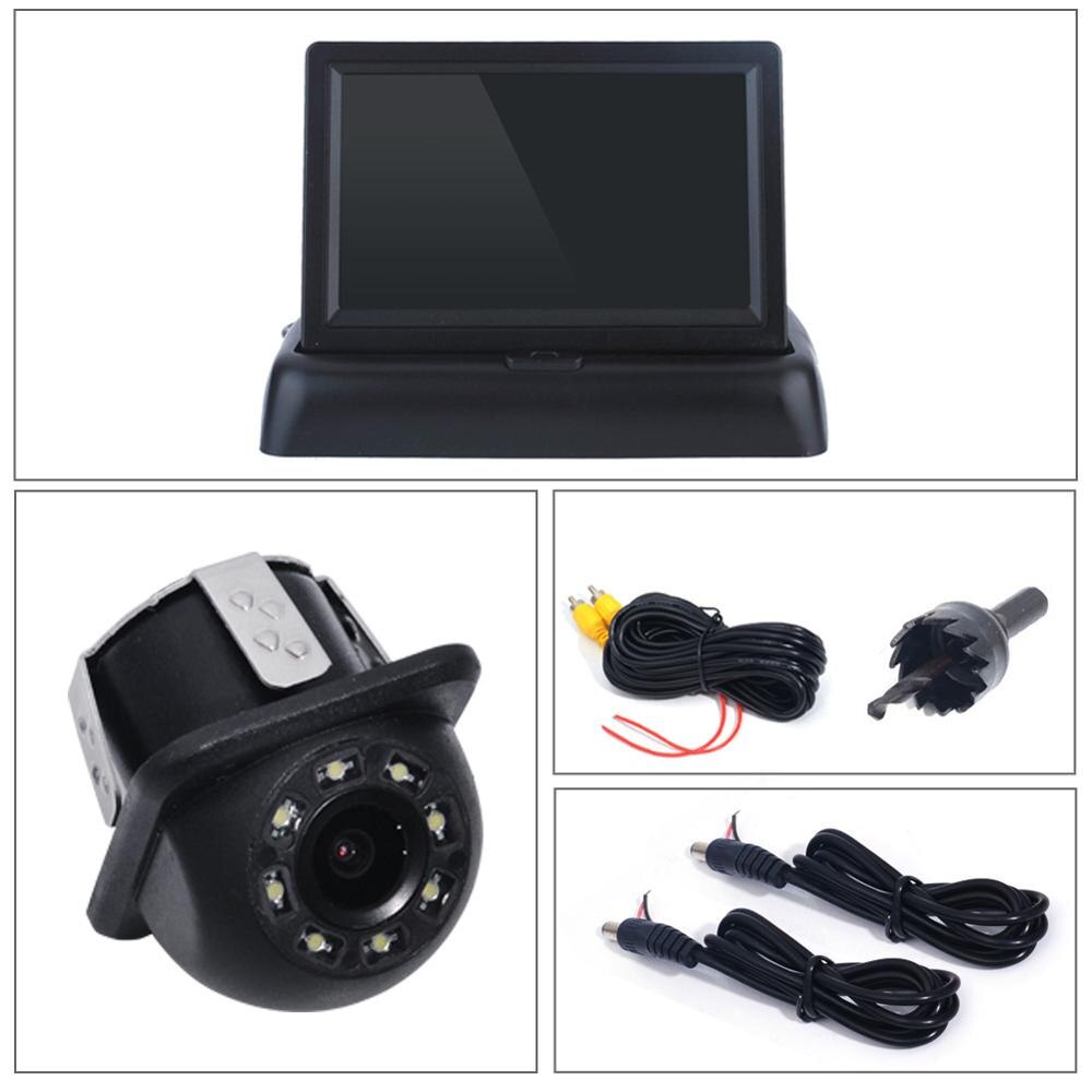 GSPSCN Nacht Vison Rückansicht infrarot Sicherung-Kamera Mit 4,3 "Farbe LCD Auto Video Faltbare Monitor Bausatz Auto Parkplatz unterstützung: Monitor K201 LED