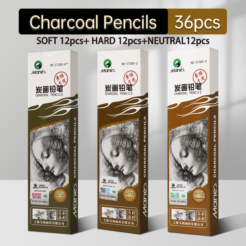 36pcs Marie's Sketch Charcoal Pencils Set for Drawing Carbon Pencils Kit for Students,Artists, for Drawing,Sketching,Shading: Default Title
