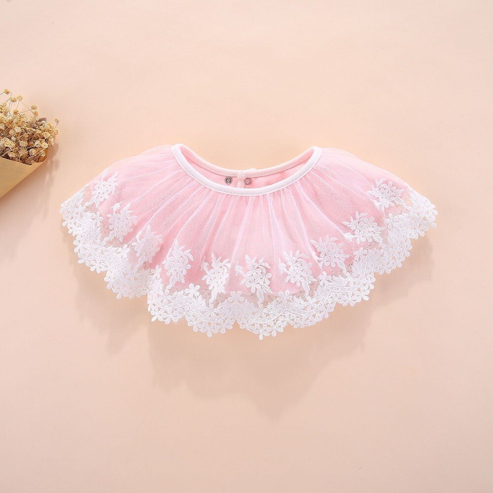 Katoenen Kant Bib Mode Wilde Baby Meisjes Effen Kleur Roze Wit Levert Babyproducten Katoen Bandana Speeksel Handdoek