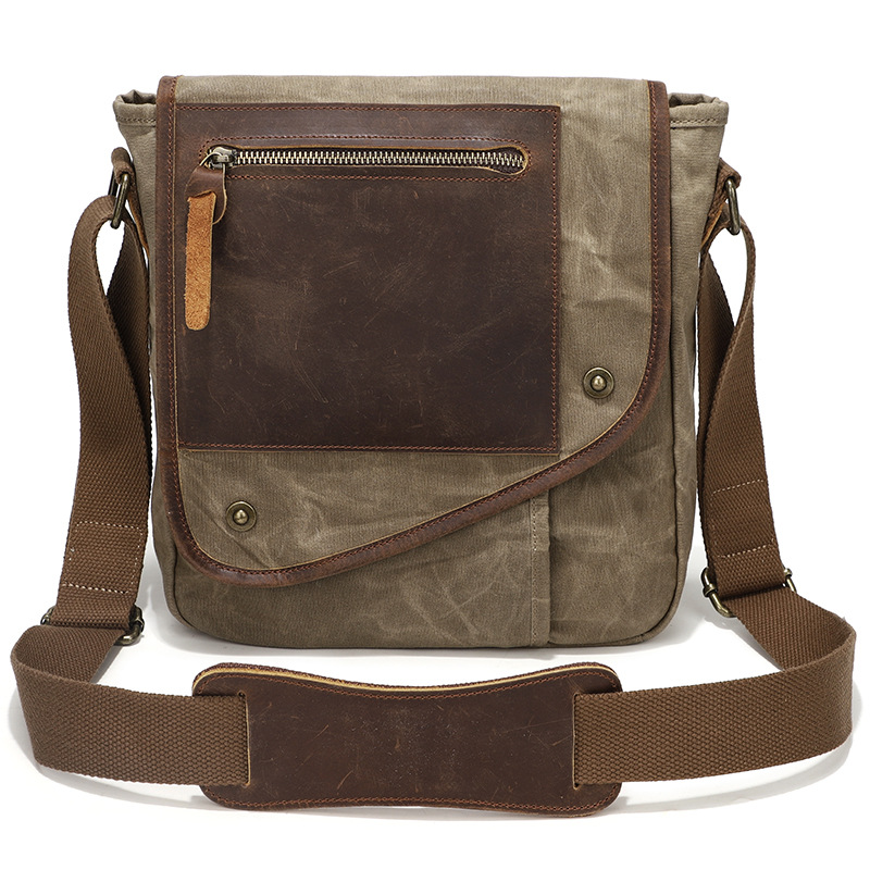 Casual vintage stijl crossbodytas, schoudertas voor heren, canvas, waterdicht, slijtvast, outdoor, reistas: Zwarte kleur