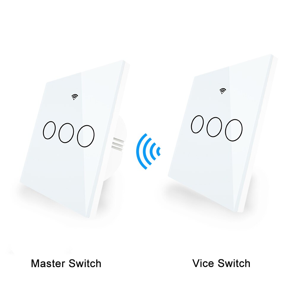 WiFi Smart Glass Panel Touch Switch RF433 Transmitter Wall Panel 1/2/3 Gang Remote Control Switch Works with Alexa Google Home: Kit 3