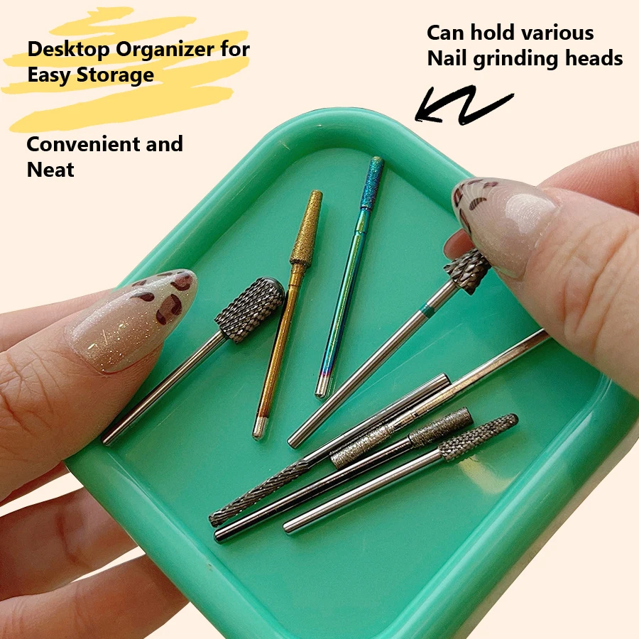 Organizador magnético de herramientas para uñas, bandeja de almacenamiento para cabezales de pulido de uñas, imán de ojos de gato, contenedor magnético portátil para decoración de uñas