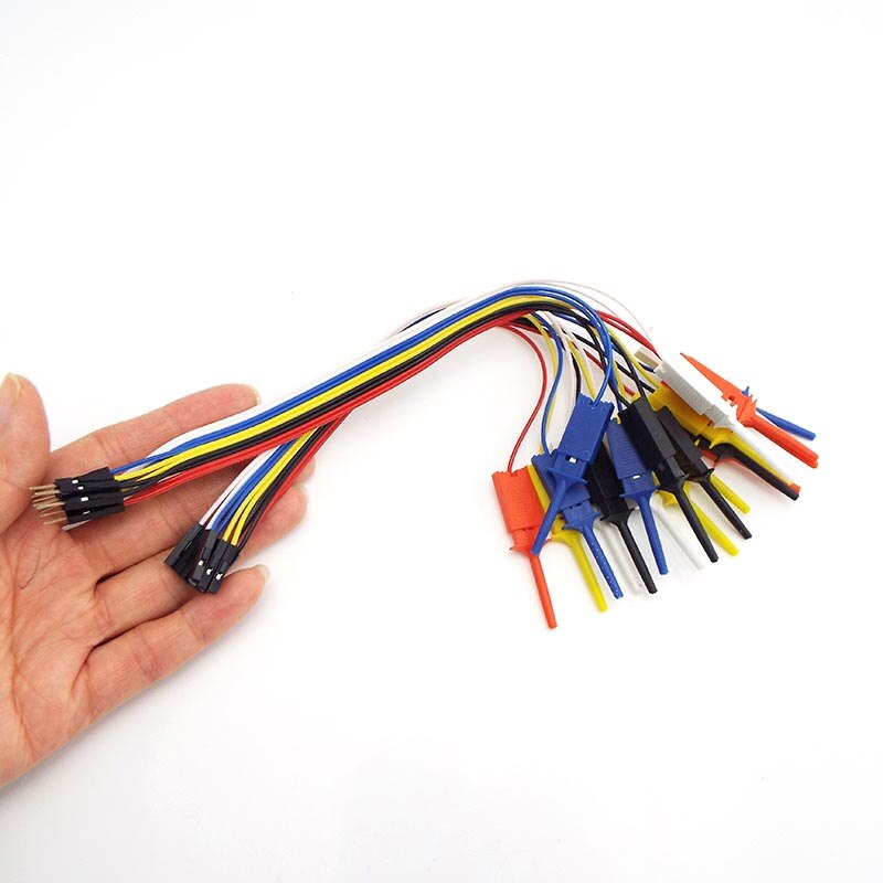 25cm 10PIN Hook Clip Line Kit Logic Analyzer Cable Gripper Probe Test lead For Arduino Raspberry Pi Connection Alligator Clip