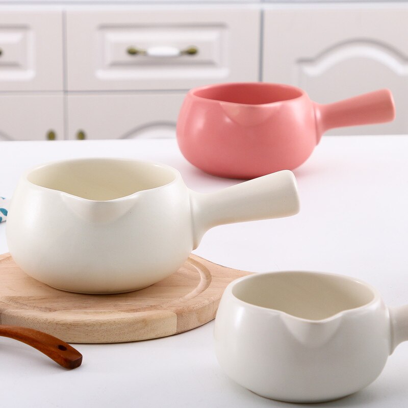 White milk pot non-stick high-profile small milk pot single small casserole small baby porridge ceramic milk pot