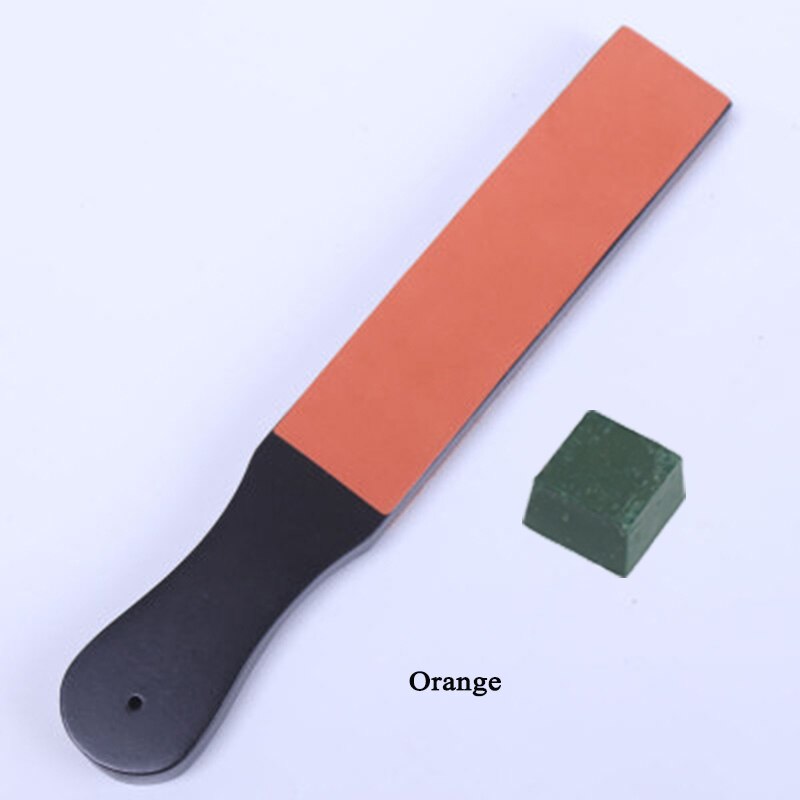 Wuta tre dobbel side lær kniv slipe stropp verktøy barberhøvel poleringsbrett med poleringsblanding og lær 7 farger tilgjengelig: Oransje