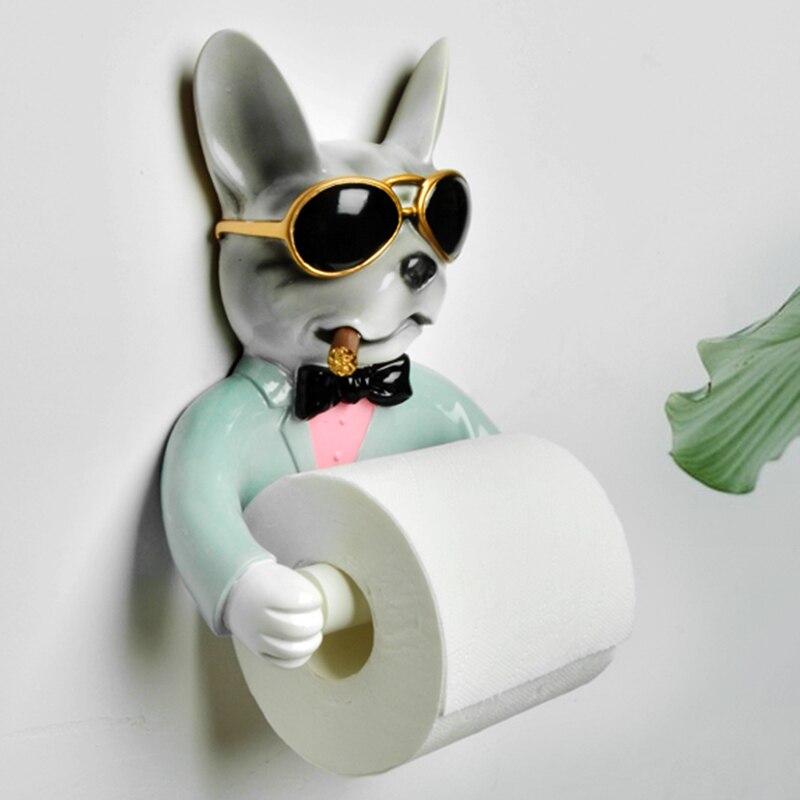 Bakke toiletpapirholder hygiejne harpiks fri punch håndklæde boks husholdning papir håndklæde holder rulle spole enhed hund stil: 5