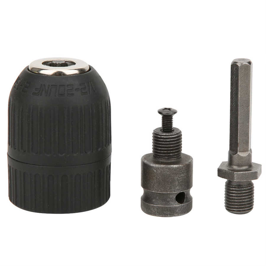 1/2in Hex Shank Adapter Converter Handheld Electric Drill Chuck 2-13mm Clamping Range 1/2-20UNF Thread