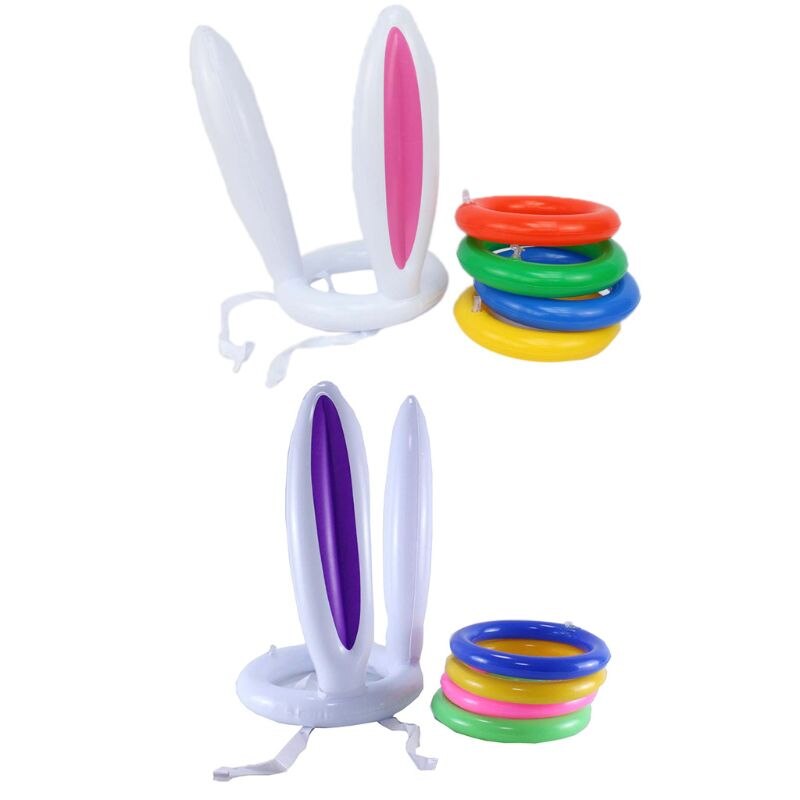2 Pack Easter Inflatable Bunny Rabbit Ears Ring Toss Party Games Indoor Outdoor Rabbit Ears Ring Toss Toys Party
