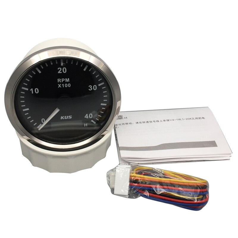 KUS 3 3/8 "Drehzahlmesser 4000 RPM Mit LED Digital Betriebsstundenzähler Marine Außenborder Diesel- Motor- Motor- Generator Tacho Meter Messgerät 12 V/24 V
