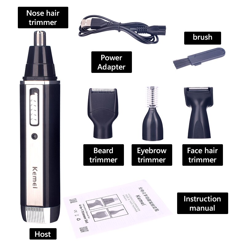 4 In1 Elektrische Neus Oor Trimmer Voor Mannen Scheerapparaat Oplaadbare Ontharing Wenkbrauw Trimeer Veiligheid Product Scheren Machine Gezichtsverzorging