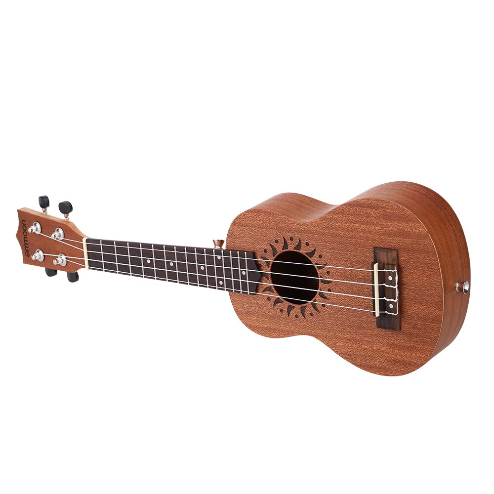 ammoon 21" Acoustic Ukulele Uke Sapele Ukelele 15 Fret 4 Strings Instrument Rosewood Semi Closed Okoume musical instruments