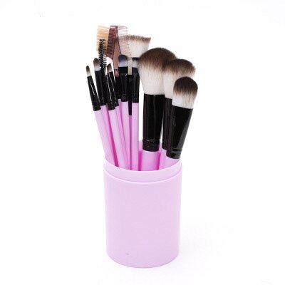 Hos præfessionel 12 stk makeup børste sæt kosmetiske børster makeup værktøjssæt med kopholder kuffert