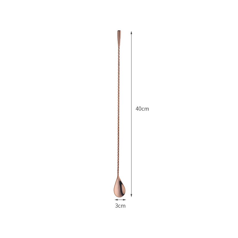 Cuillère à Cocktail à poignée en spirale de 30/40/50cm de Long, agitateur à boisson, tige de mélange de Whisky, outils de barman, ustensiles de Bar de cuisine: 40cm Rose Gold