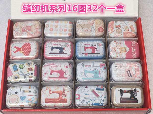 32pcs/lot Collective Tin Boxes Needlework sewing accessory/sewing machine pattern craft box with lid