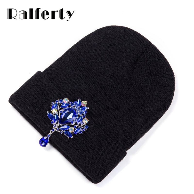 Ralferty Winter Vrouwen Hoeden Luxe Strass Kristal Accessoires Hoofddeksels Beanie Hoed Vrouwen Cap Motorkap Femme Gorro