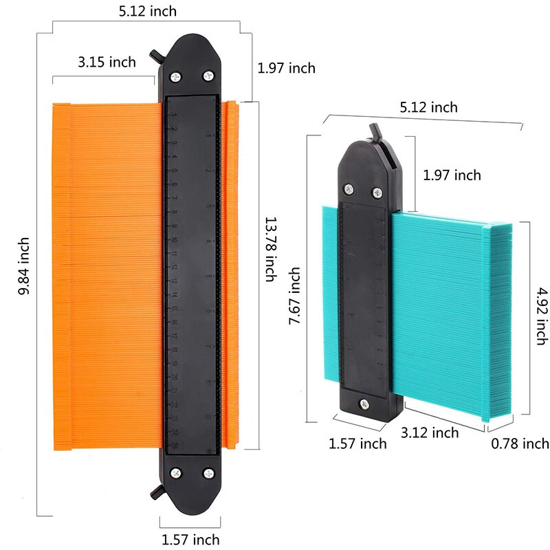 Contour Gauge with Lock, 2 Pack 5 Inch 10 Inch Widen Profile Gauges Measure Ruler Contour Duplicator Comb Tool