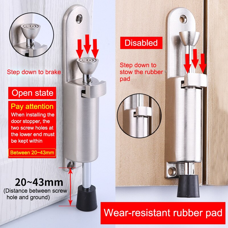 High Kickdown Door Stops Foot-operated Lever Door Stops Adjustable Kickdown Bronze Door Holder Door Stop Hardware Door UEJ