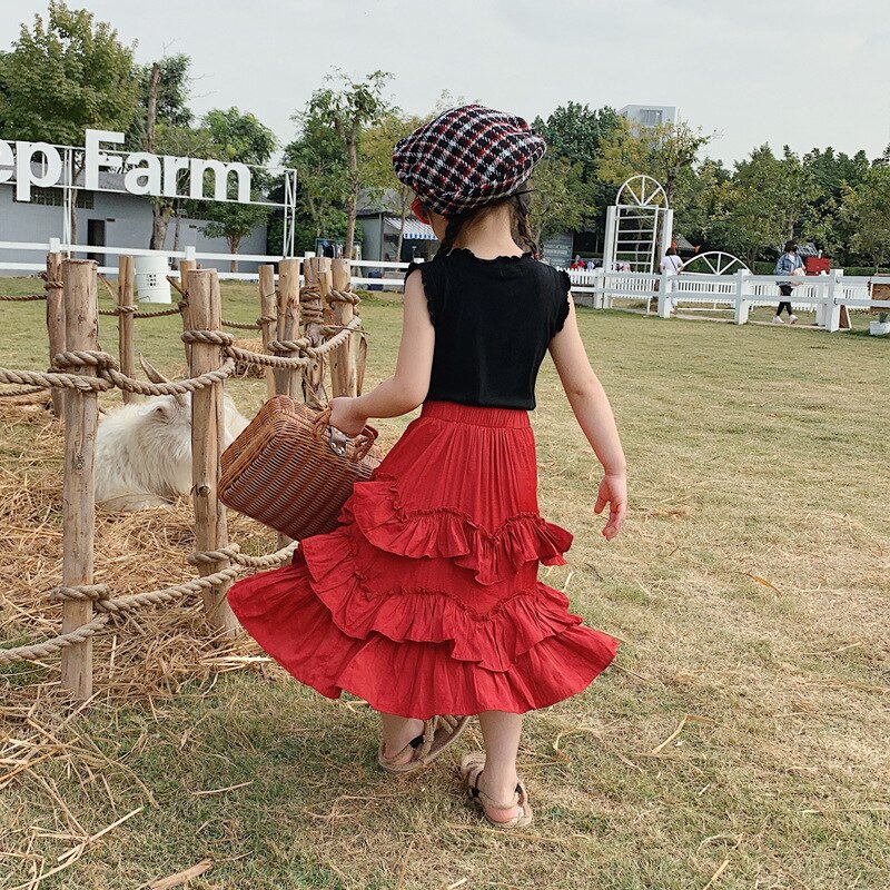 Gonne per neonate 2021 nuove gonne per torta con volant di moda per bambini gonna principessa in Chiffon solido coreano per ragazze vestiti per bambini
