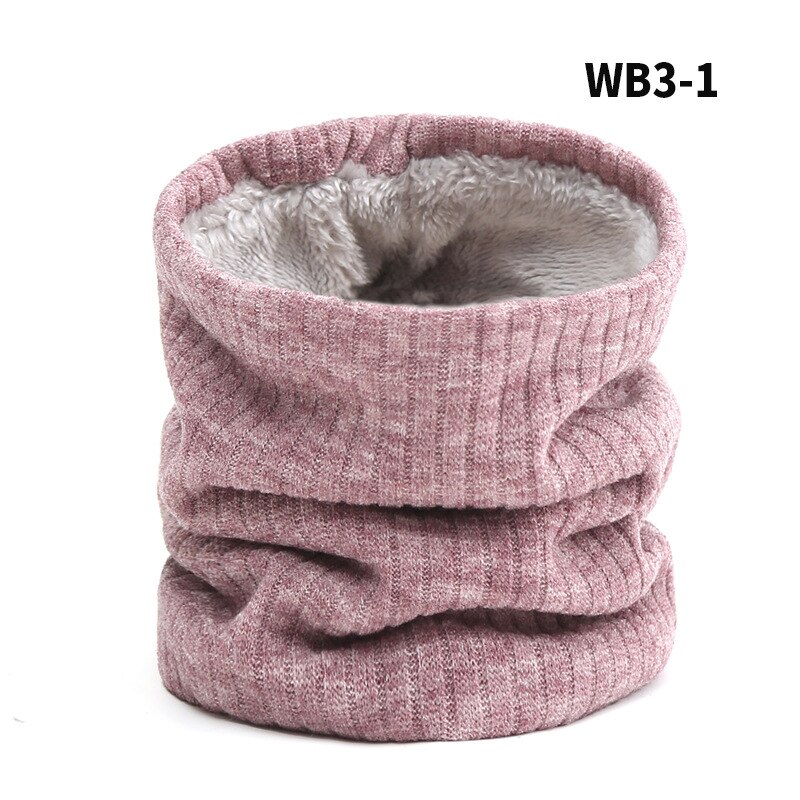 Women Knitted Scarf Solid Winter Snood Scarves Lady Warm Wool Fur Thick Unisex Men Neck Scarfs Ring Accessories: Pink