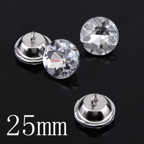 50Pcs Naaien Knoppen Crystal Diamante Ronde Knoppen Voor Kleding Ambachten Hoofdeinde Diy Kleding Knop Diamant Naaien Accessoires: 25mm