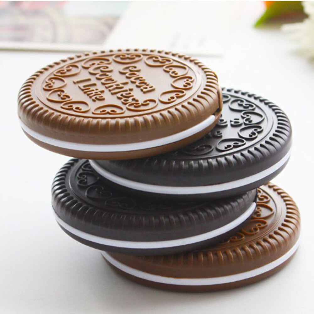 Mini Espejos decorativos de bolsillo, espejo compacto con peine para galletas, Chocolate, maquillaje, herramienta cosmética