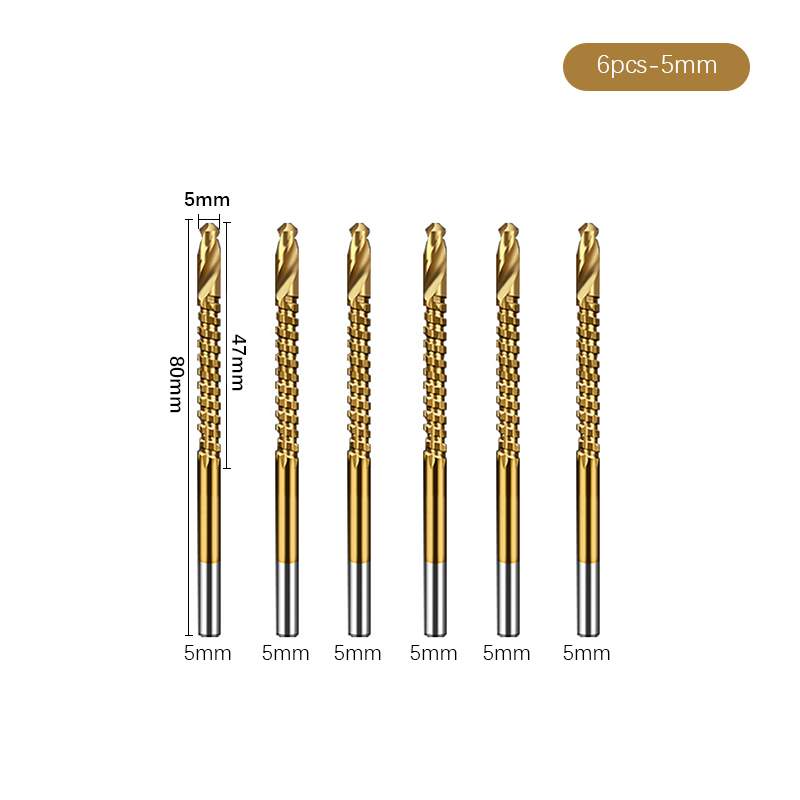 3-8mm Cobalt Drill Bit Set Spiral Screw Metric Composite Tap Metal HSS Twist Drill Bit Set for Wood Cutting Drilling Polishing: 6pcs 5mm
